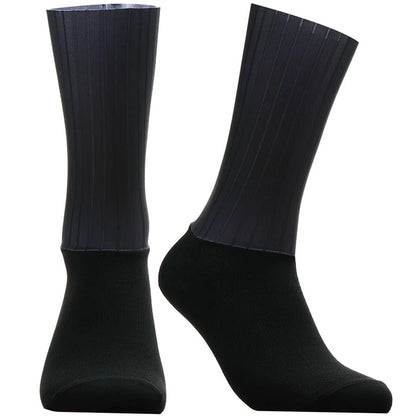 Unisex Anti-Slip Aero Cycling Socks – Silicone-Striped Knee-High Sports Socks