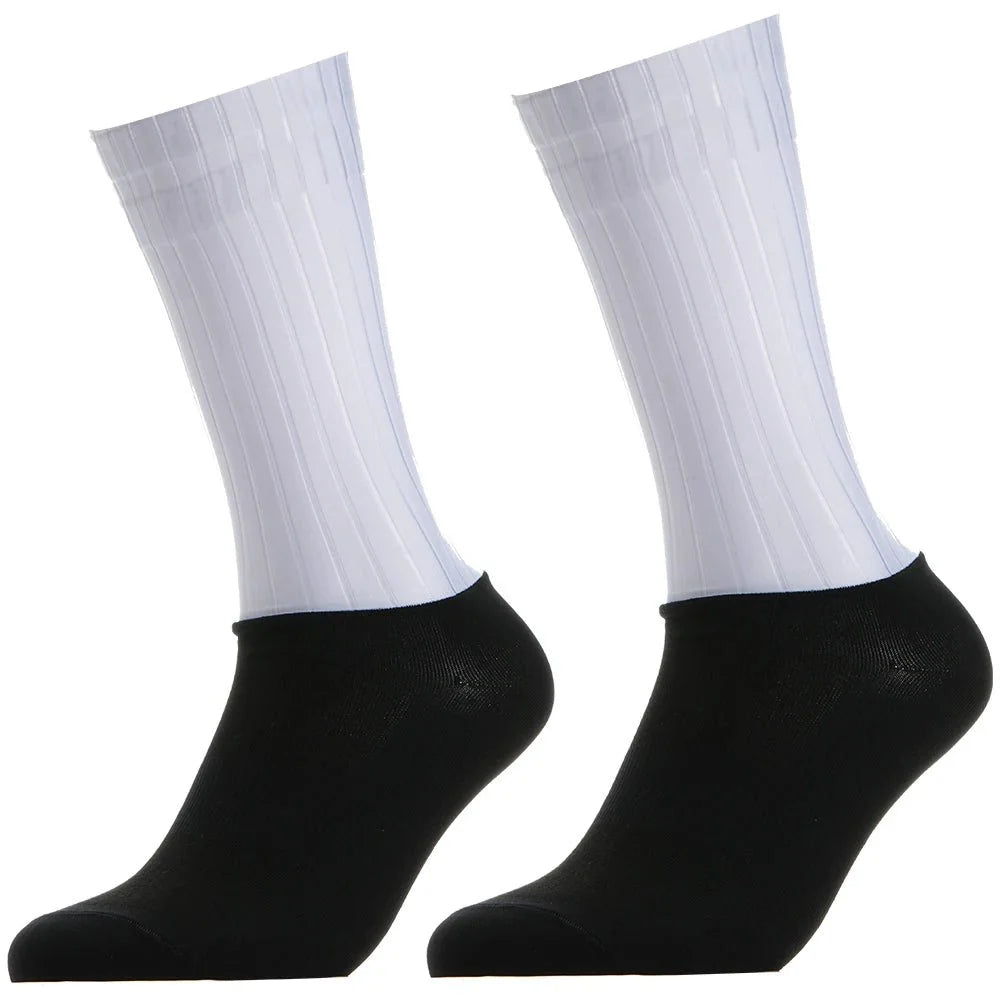 Unisex Anti-Slip Aero Cycling Socks – Silicone-Striped Knee-High Sports Socks