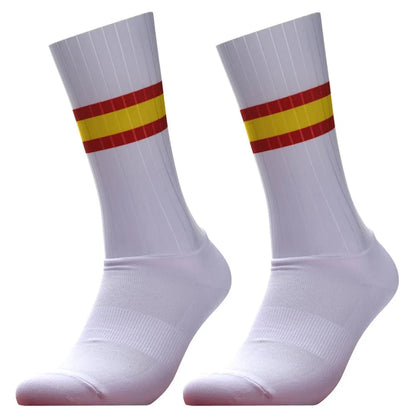 Unisex Anti-Slip Aero Cycling Socks – Silicone-Striped Knee-High Sports Socks