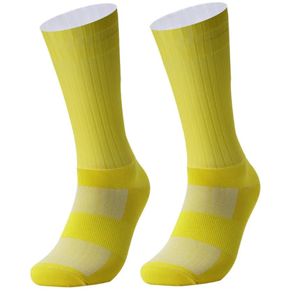 Unisex Anti-Slip Aero Cycling Socks – Silicone-Striped Knee-High Sports Socks