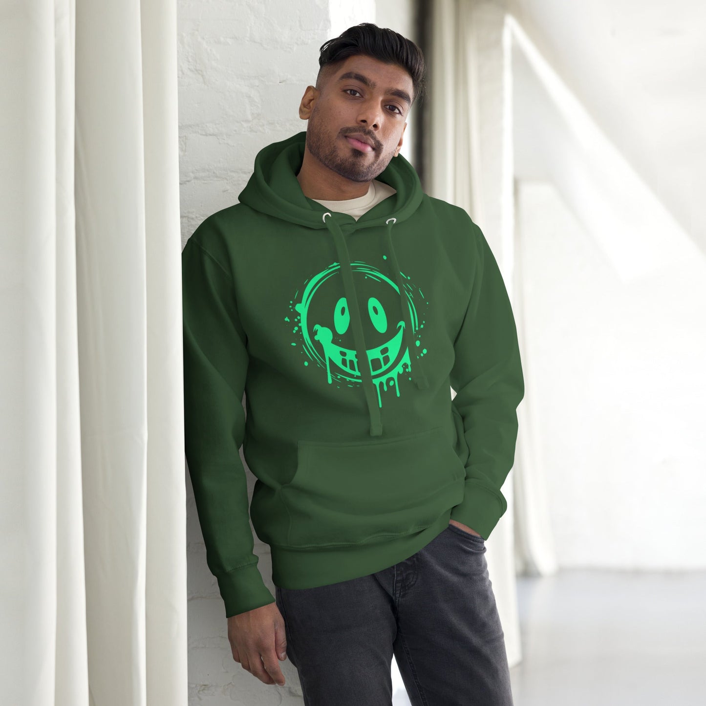 Green Smile Emoji Hoodie | Fun Graphic Streetwear — Hunter & Havoc