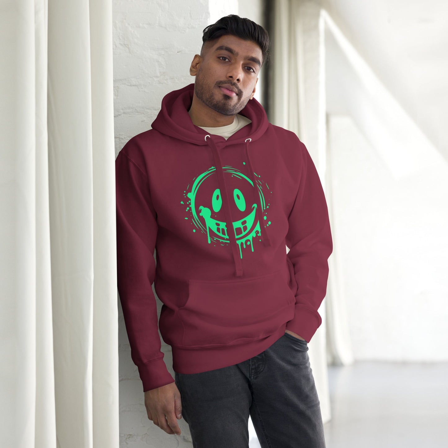 Green Smile Emoji Hoodie | Fun Graphic Streetwear — Hunter & Havoc
