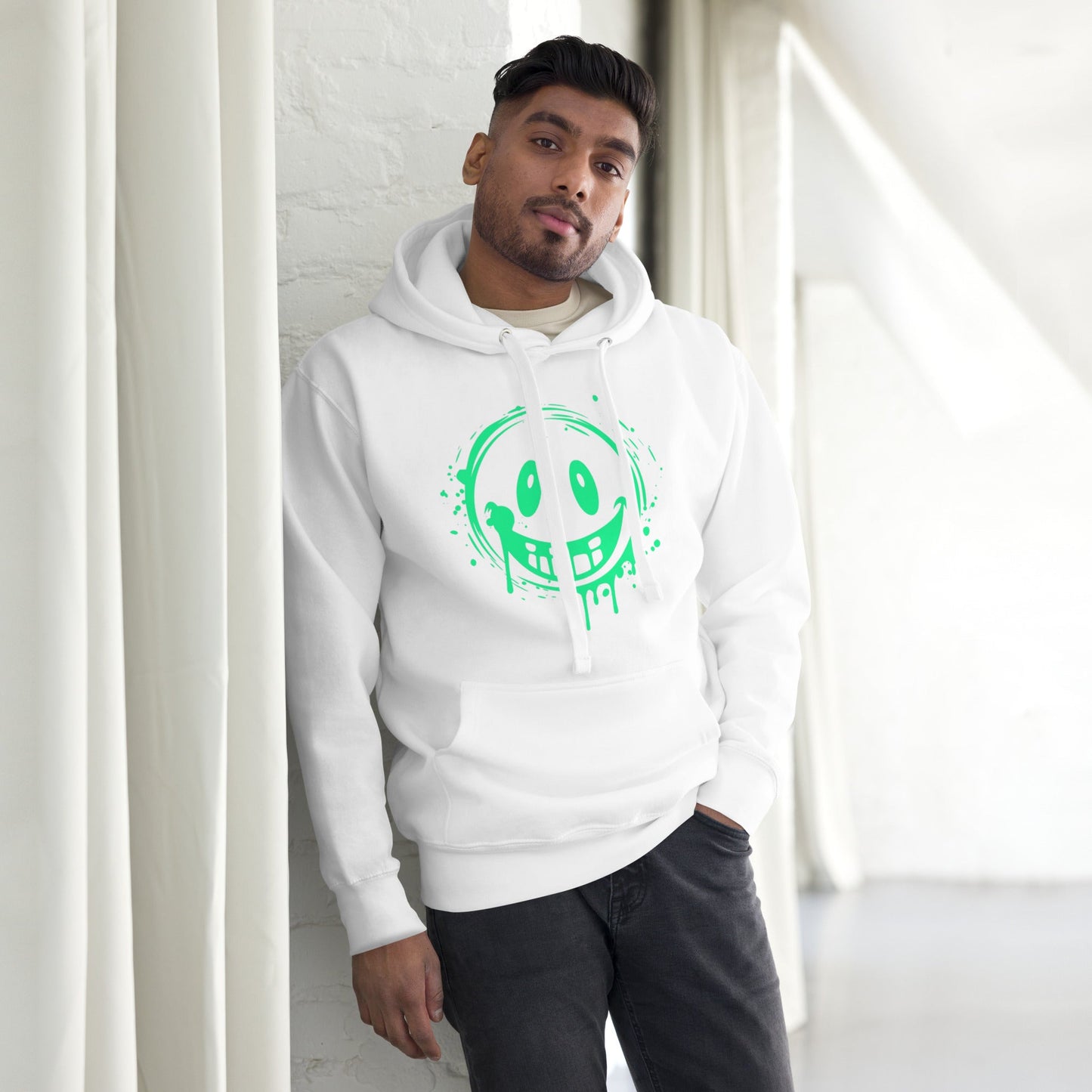 Green Smile Emoji Hoodie | Fun Graphic Streetwear — Hunter & Havoc