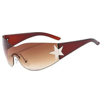 Lunettes de soleil unisexes punk avec décoration étoile | Lunettes tendance Y2K enveloppantes UV400