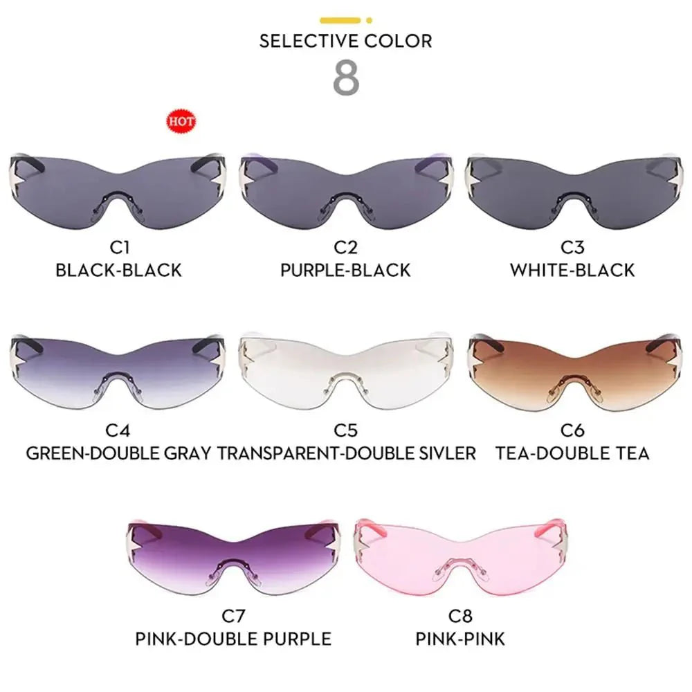 Lunettes de soleil unisexes punk avec décoration étoile | Lunettes tendance Y2K enveloppantes UV400