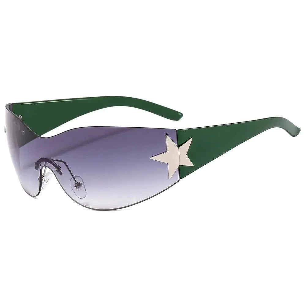 Lunettes de soleil unisexes punk avec décoration étoile | Lunettes tendance Y2K enveloppantes UV400