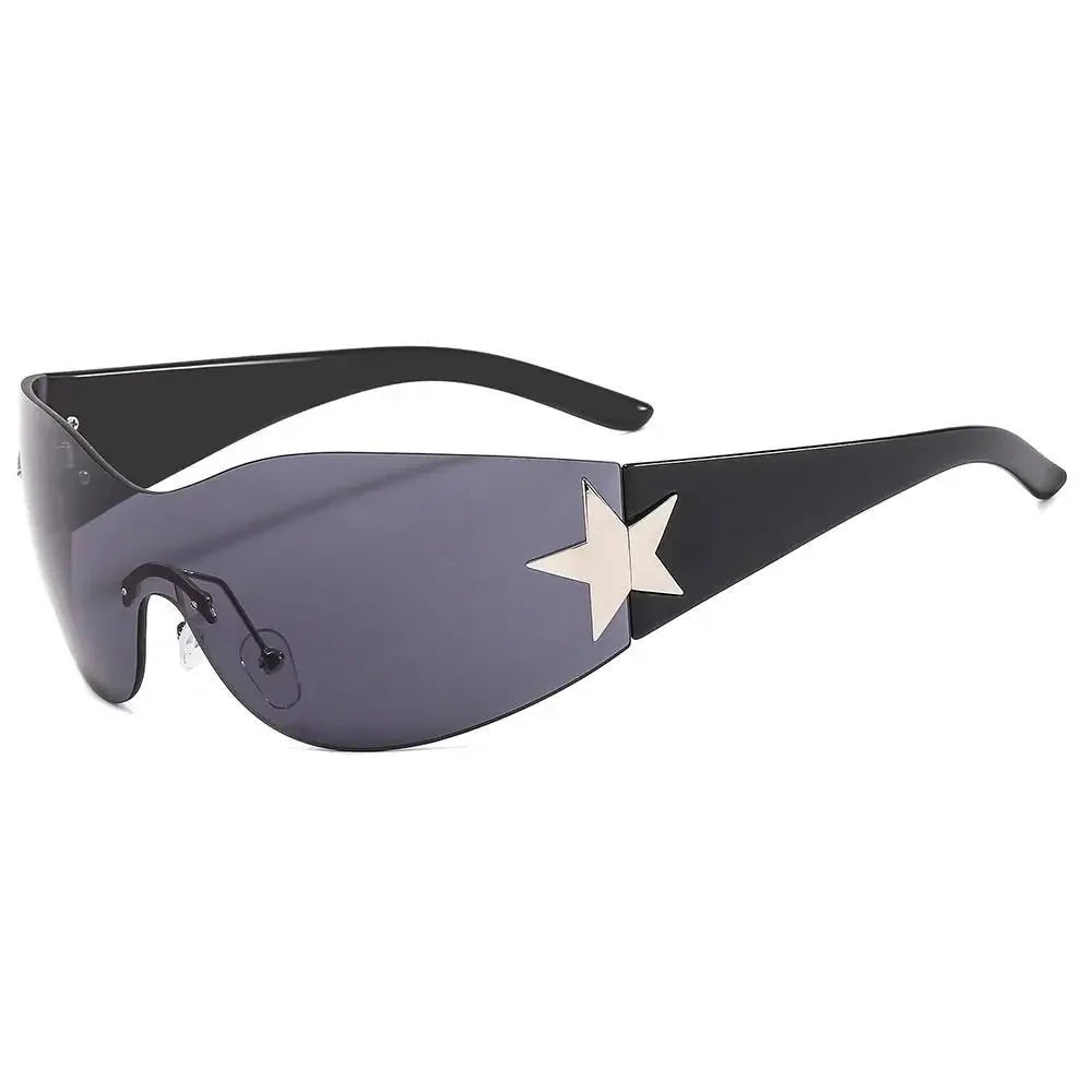 Lunettes de soleil unisexes punk avec décoration étoile | Lunettes tendance Y2K enveloppantes UV400