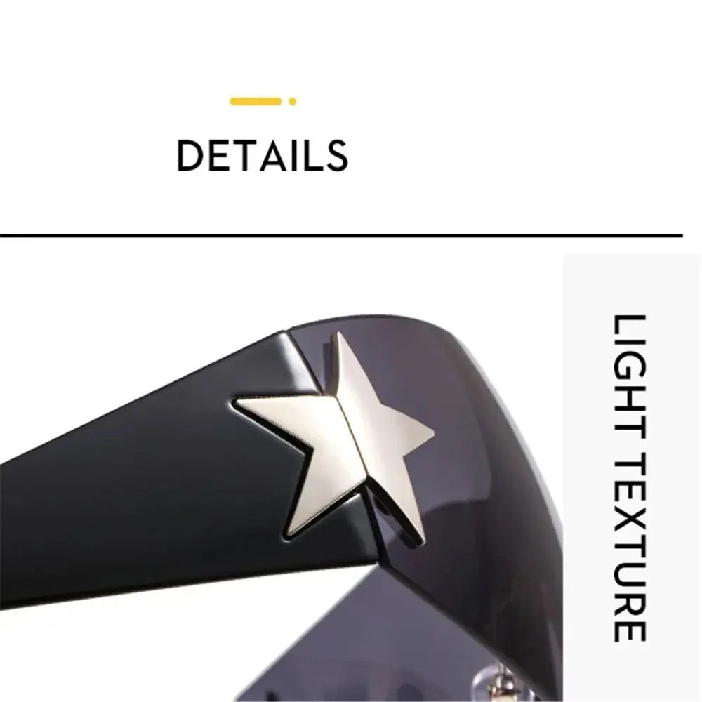 Lunettes de soleil unisexes punk avec décoration étoile | Lunettes tendance Y2K enveloppantes UV400