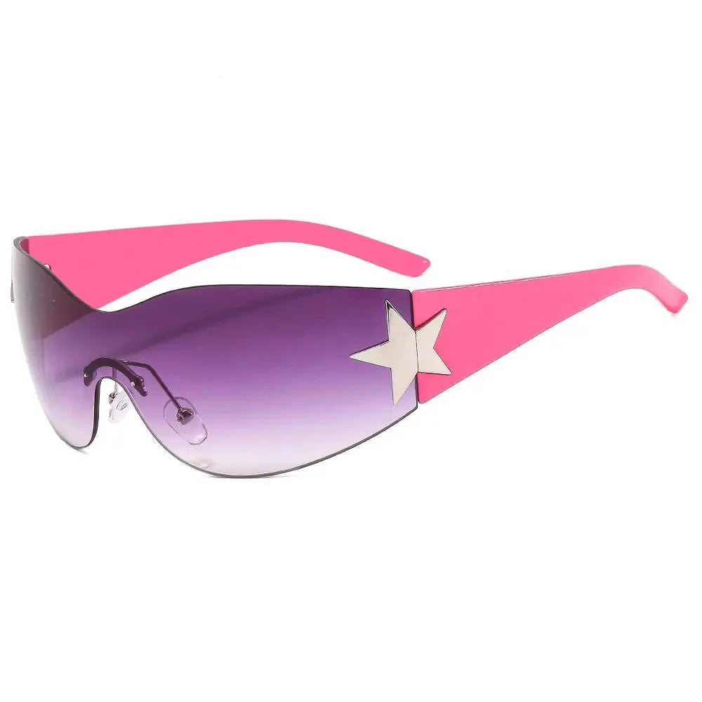 Lunettes de soleil unisexes punk avec décoration étoile | Lunettes tendance Y2K enveloppantes UV400