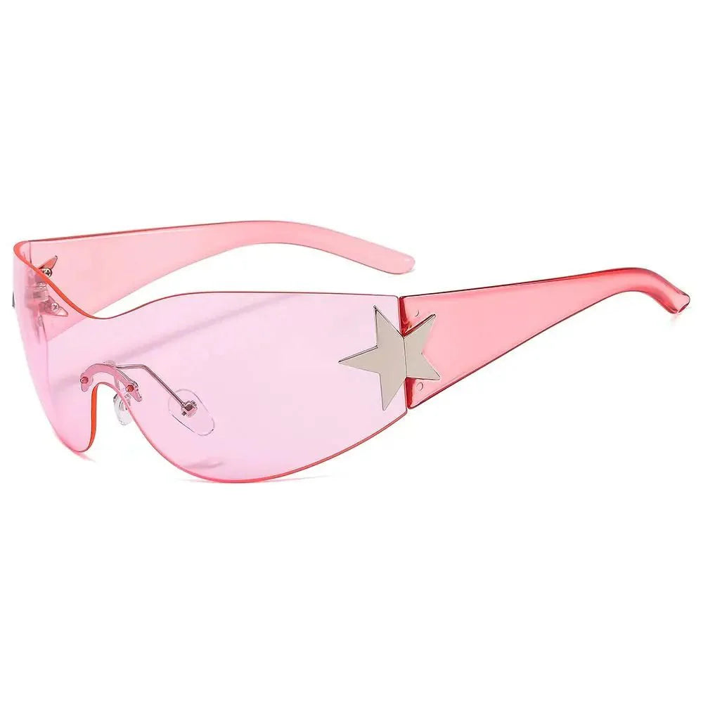 Lunettes de soleil unisexes punk avec décoration étoile | Lunettes tendance Y2K enveloppantes UV400