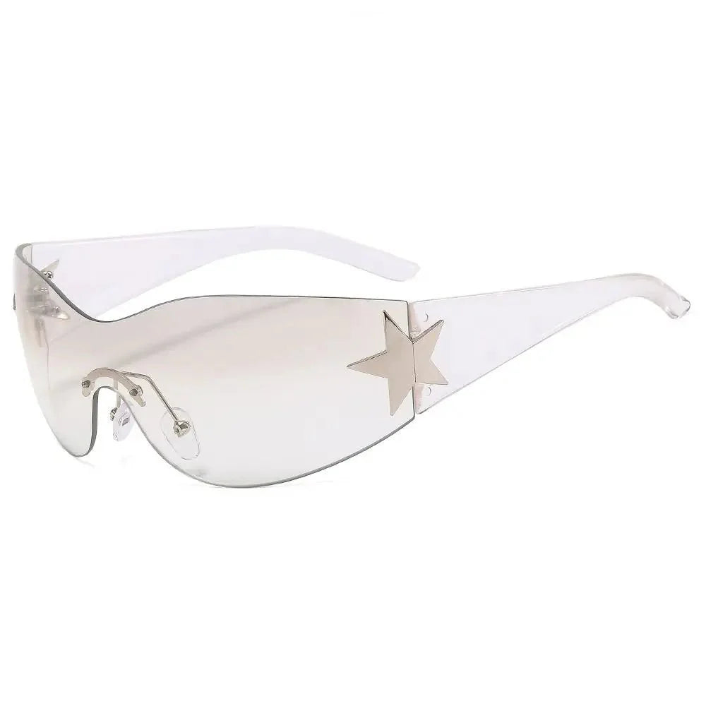 Lunettes de soleil unisexes punk avec décoration étoile | Lunettes tendance Y2K enveloppantes UV400