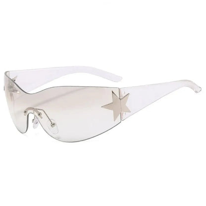 Lunettes de soleil unisexes punk avec décoration étoile | Lunettes tendance Y2K enveloppantes UV400