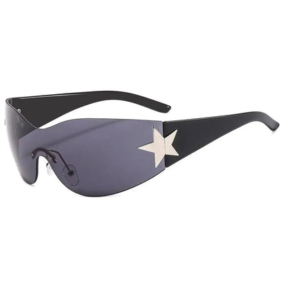 Lunettes de soleil unisexes punk avec décoration étoile | Lunettes tendance Y2K enveloppantes UV400