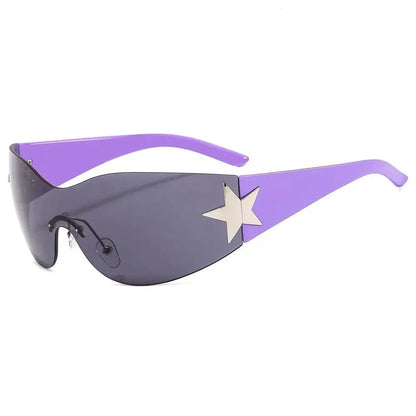 Lunettes de soleil unisexes punk avec décoration étoile | Lunettes tendance Y2K enveloppantes UV400