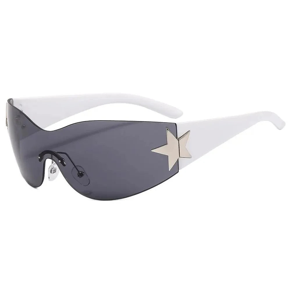 Lunettes de soleil unisexes punk avec décoration étoile | Lunettes tendance Y2K enveloppantes UV400