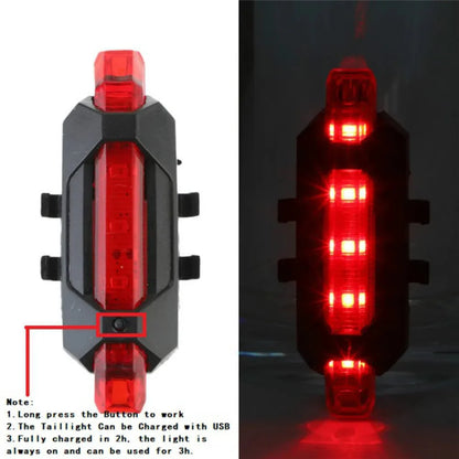 USB Rechargeable Bicycle LED Light Set – Front and Rear Lights for Riding Safety