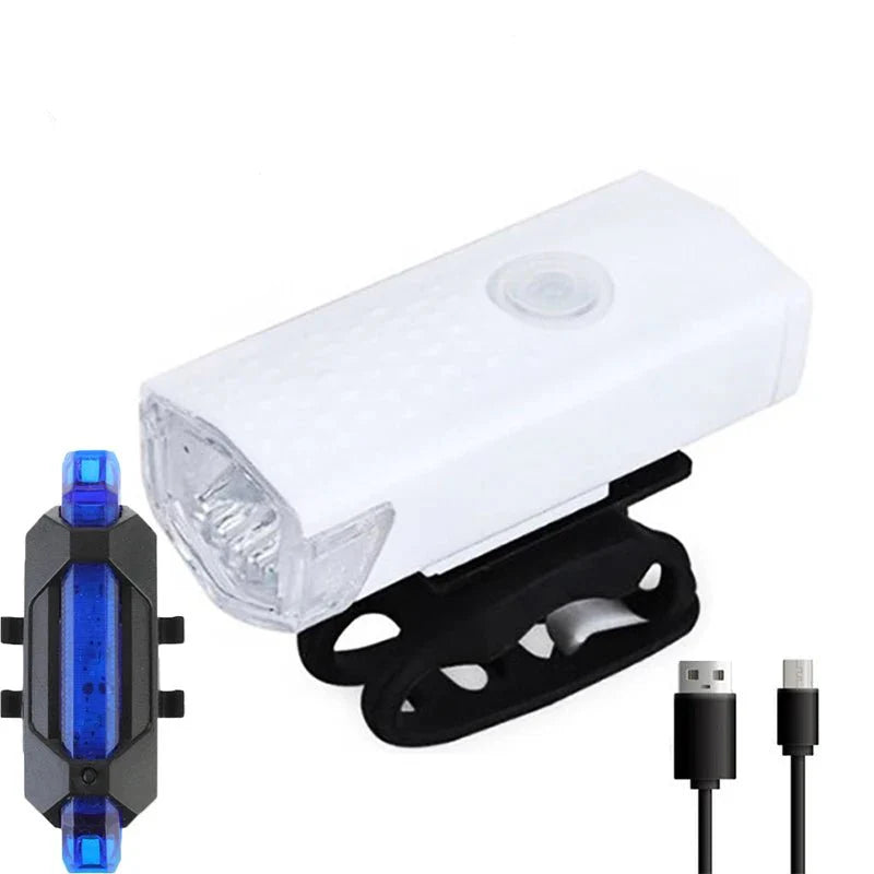 USB Rechargeable Bicycle LED Light Set – Front and Rear Lights for Riding Safety