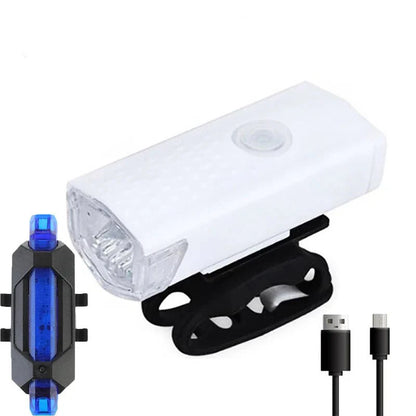 USB Rechargeable Bicycle LED Light Set – Front and Rear Lights for Riding Safety