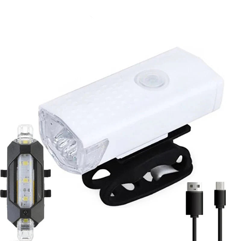 USB Rechargeable Bicycle LED Light Set – Front and Rear Lights for Riding Safety