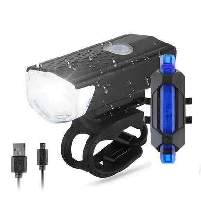USB Rechargeable Bicycle LED Light Set – Front and Rear Lights for Riding Safety