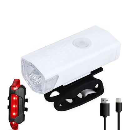 USB Rechargeable Bicycle LED Light Set – Front and Rear Lights for Riding Safety