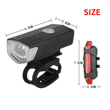 USB Rechargeable Bicycle LED Light Set – Front and Rear Lights for Riding Safety