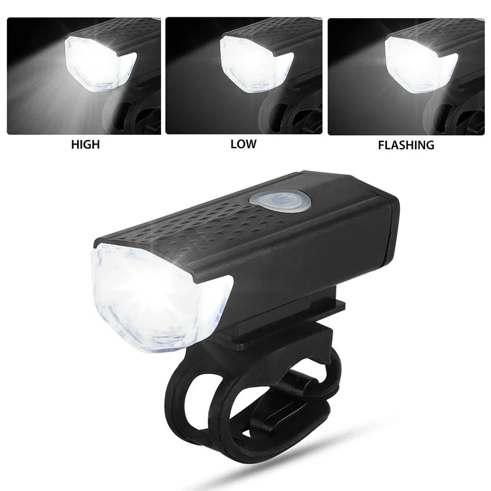 USB Rechargeable Bicycle LED Light Set – Front and Rear Lights for Riding Safety