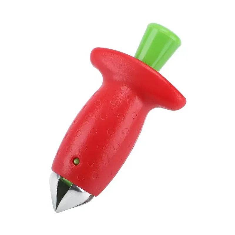 2-in-1 Strawberry Slicer & Stem Remover – Easy Kitchen Fruit Tool for Slicing, Coring & Peeling Berries, Melons & More