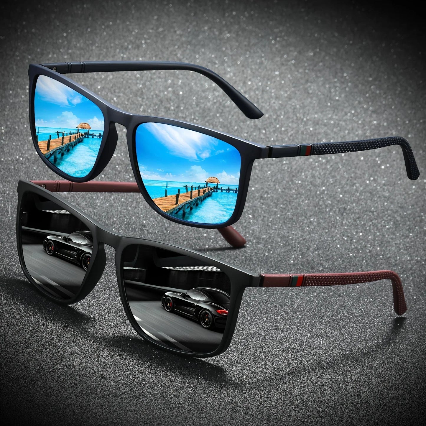 Square Polarized Sunglasses – UV protection Anti-Glare Mirror Shades