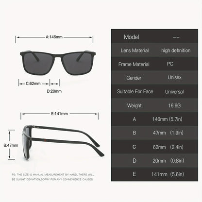 Square Polarized Sunglasses – UV protection Anti-Glare Mirror Shades