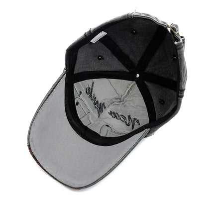 Vintage Letter Embroidery Washed Cotton Baseball Cap | Unisex Adjustable Casual Hat