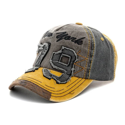 Vintage Letter Embroidery Washed Cotton Baseball Cap | Unisex Adjustable Casual Hat