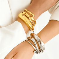 Vintage Punk Quartz Cuff Bangles | Geometric Metal Bracelets for Women and Men