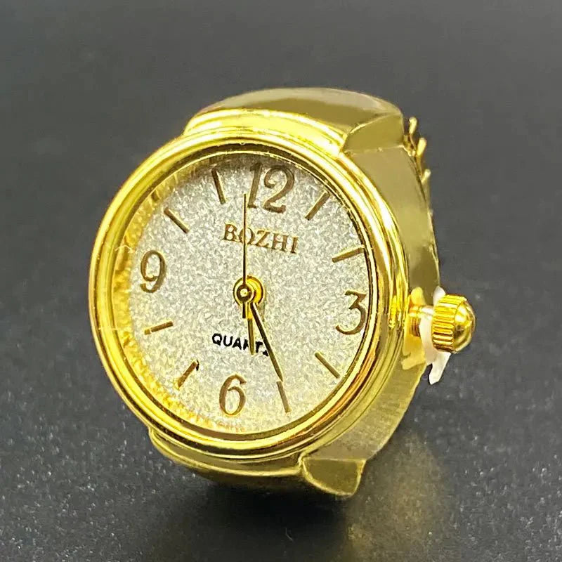 Vintage Punk Quartz Watch Ring | Mini Finger Clock Jewelry for Women and Men
