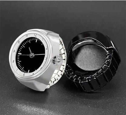 Vintage Punk Quartz Watch Ring | Mini Finger Clock Jewelry for Women and Men