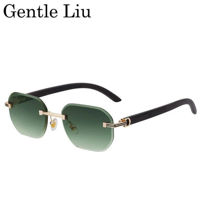 Vintage Square Rimless Sunglasses | Frameless UV Protection Eyewear for Men