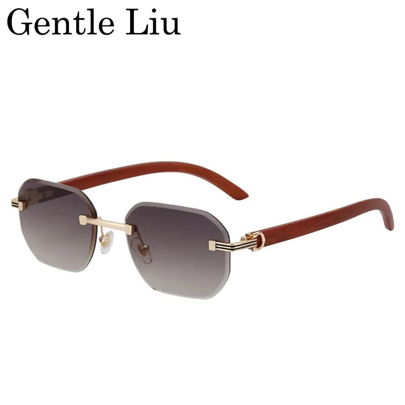 Vintage Square Rimless Sunglasses | Frameless UV Protection Eyewear for Men