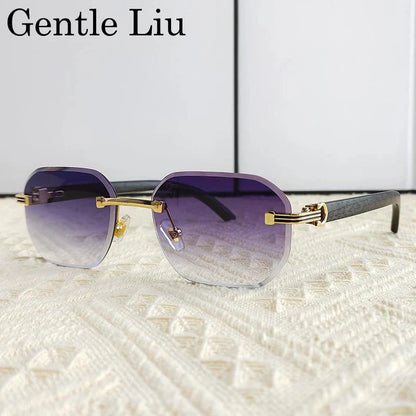 Vintage Square Rimless Sunglasses | Frameless UV Protection Eyewear for Men