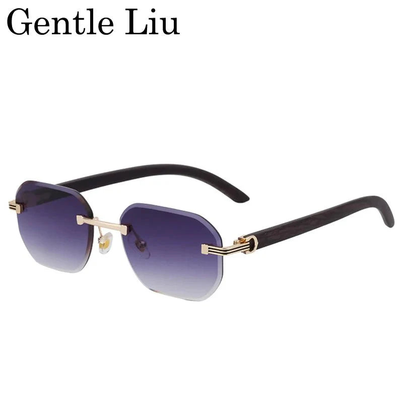 Vintage Square Rimless Sunglasses | Frameless UV Protection Eyewear for Men