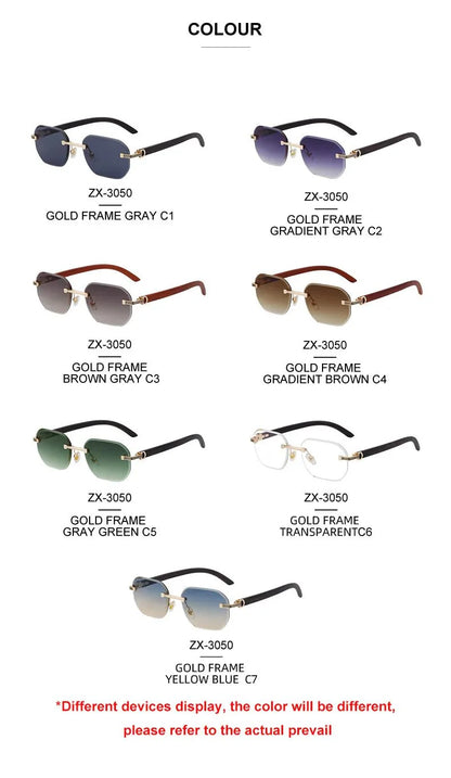 Vintage Square Rimless Sunglasses | Frameless UV Protection Eyewear for Men
