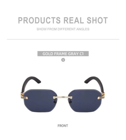 Vintage Square Rimless Sunglasses | Frameless UV Protection Eyewear for Men