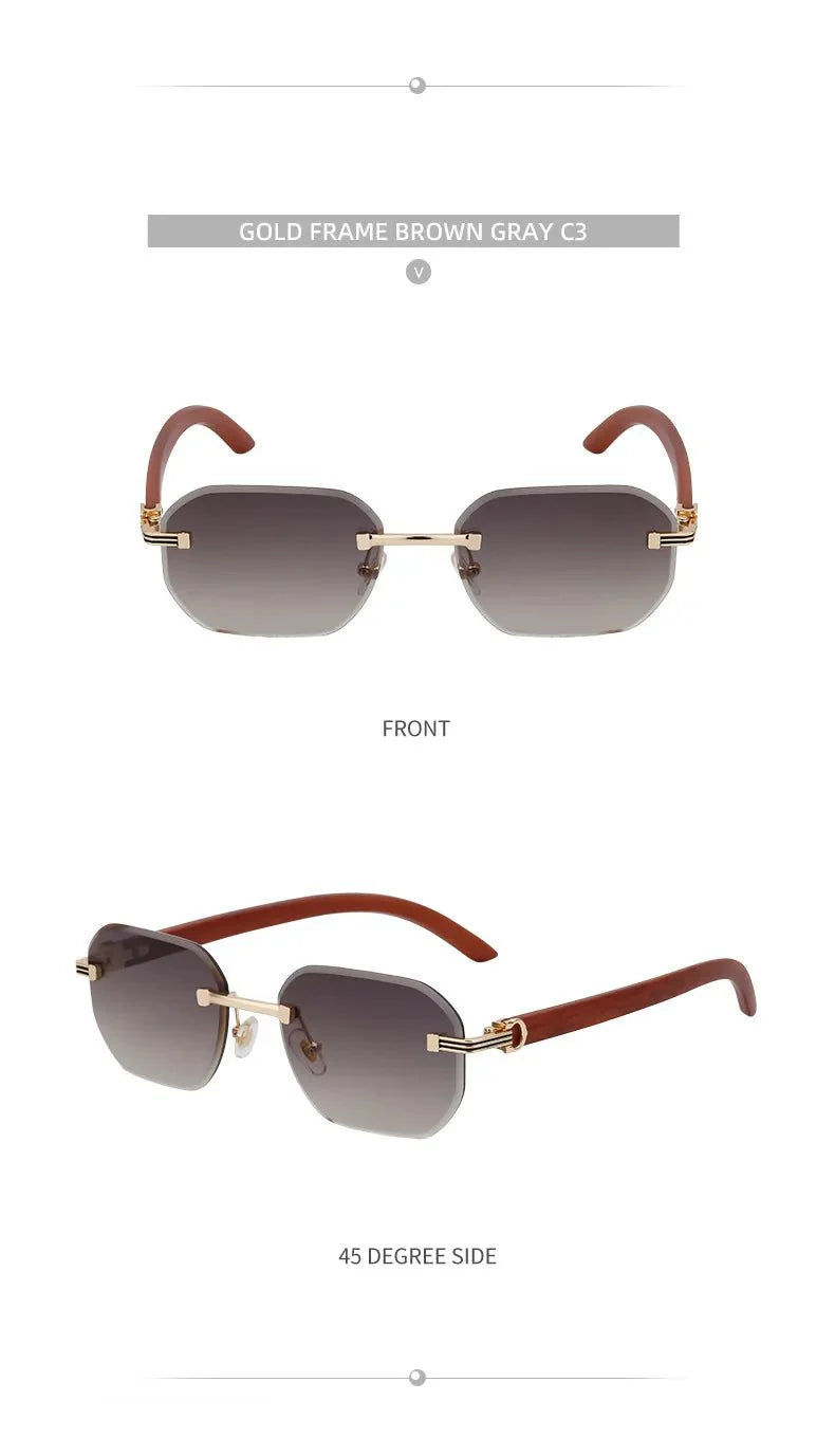 Vintage Square Rimless Sunglasses | Frameless UV Protection Eyewear for Men