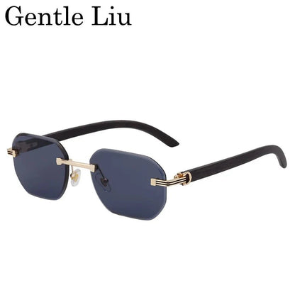 Vintage Square Rimless Sunglasses | Frameless UV Protection Eyewear for Men