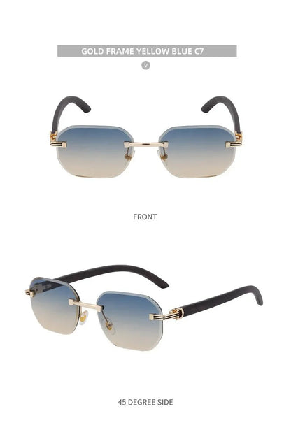 Vintage Square Rimless Sunglasses | Frameless UV Protection Eyewear for Men