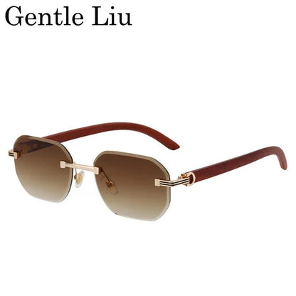 Vintage Square Rimless Sunglasses | Frameless UV Protection Eyewear for Men