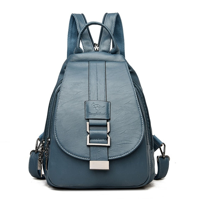 Genuine Leather Backpack for Women Water Resistant Anti Theft Travel Bag