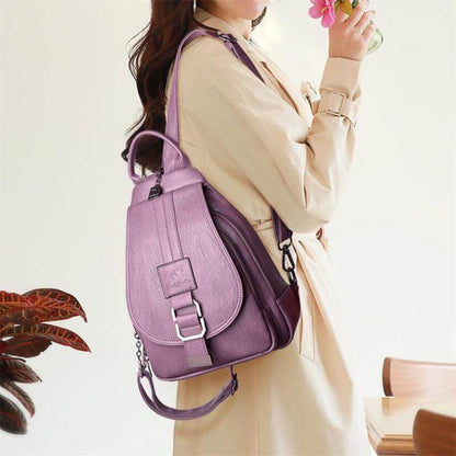 Genuine Leather Backpack for Women Water Resistant Anti Theft Travel Bag