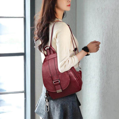 Genuine Leather Backpack for Women Water Resistant Anti Theft Travel Bag