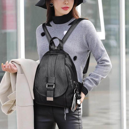 Genuine Leather Backpack for Women Water Resistant Anti Theft Travel Bag