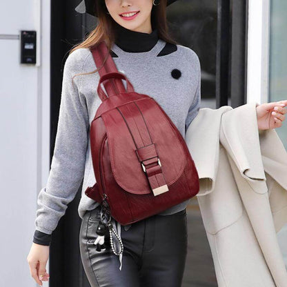 Genuine Leather Backpack for Women Water Resistant Anti Theft Travel Bag